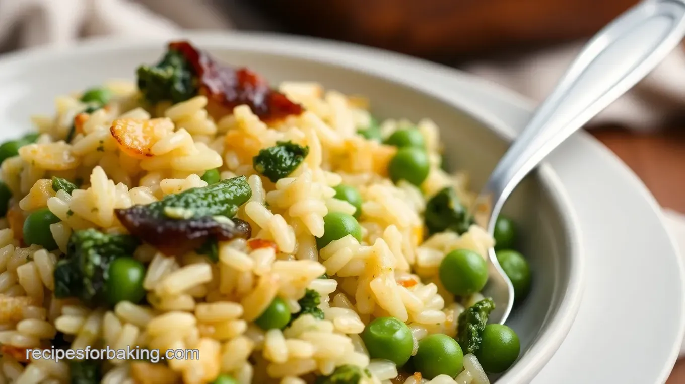 Baked Risotto with Greens and Peas