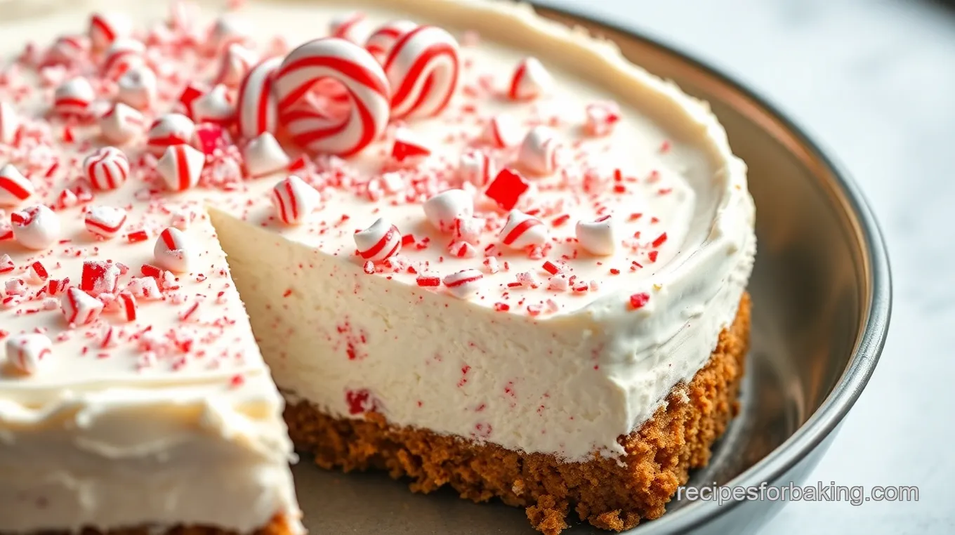 No Bake Candy Cane Cheesecake