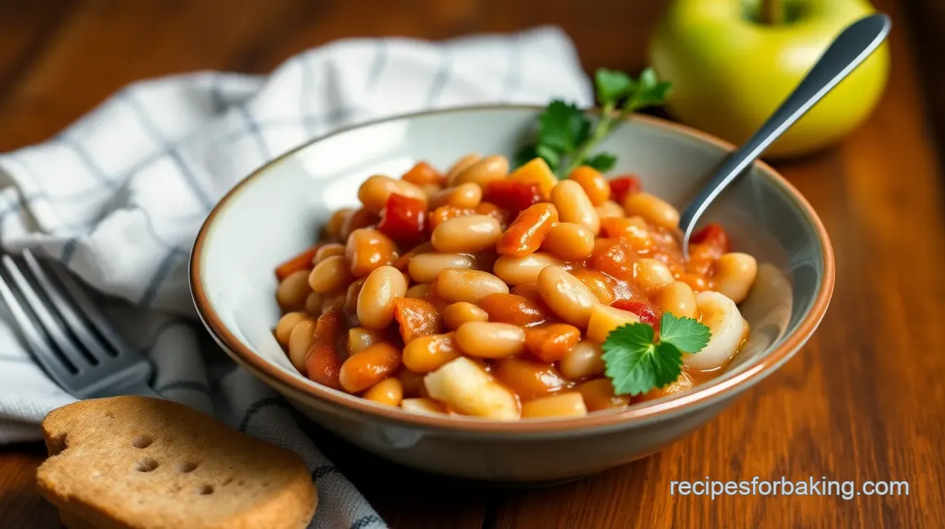 Sweet and Savory Apple Pie Filling Baked Beans