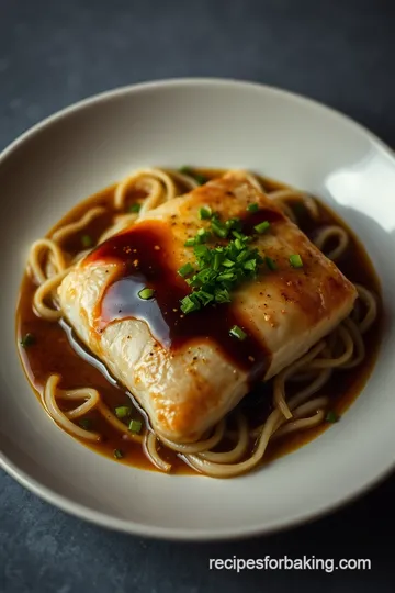 Baked Fish with Ginger and Soy Sauce presentation