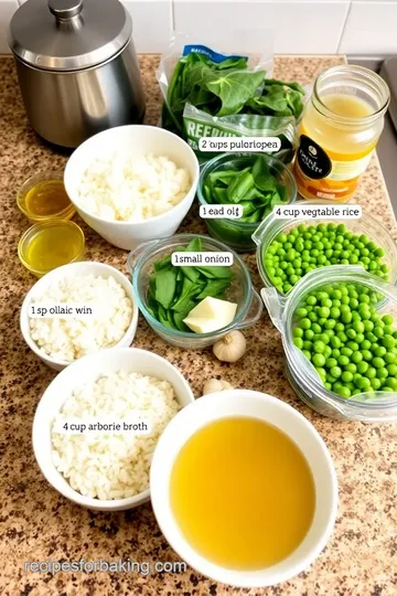 Baked Risotto with Greens and Peas ingredients