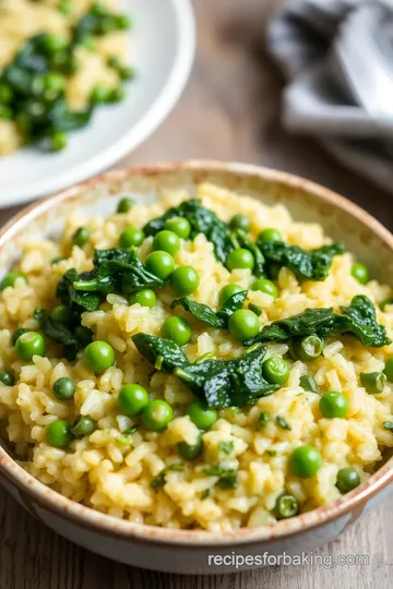 Baked Risotto with Greens and Peas presentation