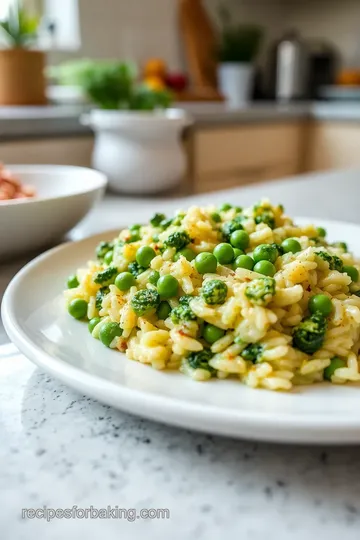 Baked Risotto with Greens and Peas steps