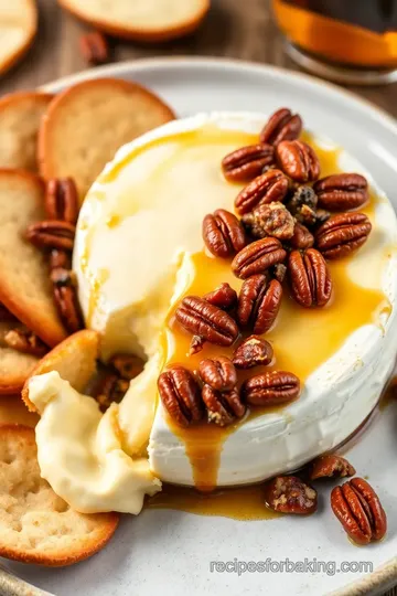 Bourbon Baked Brie with Caramelized Pecans presentation