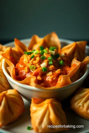 Buffalo Chicken Wontons Baked presentation