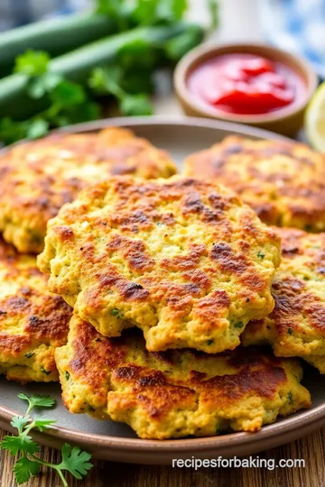 Crispy Baked Mucver: Turkish Zucchini Fritters with Fresh Herbs presentation