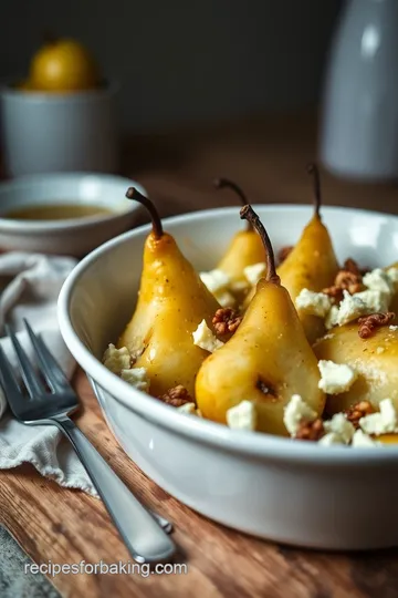 Heavenly Baked Pears with Gorgonzola and Honey presentation