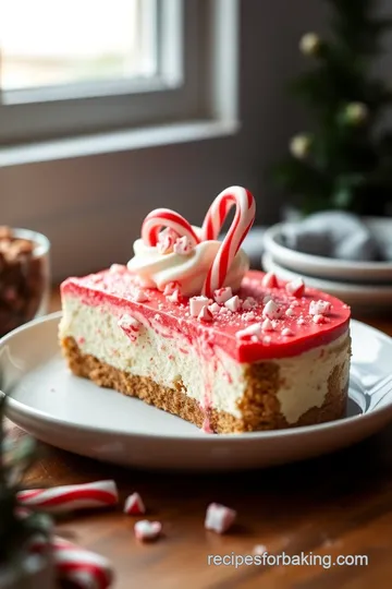 No Bake Candy Cane Cheesecake presentation